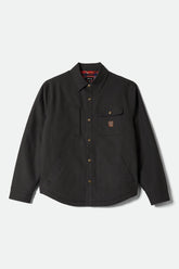 Men's Builders Stretch Flannel Lined Jacket in Washed Black/Red
