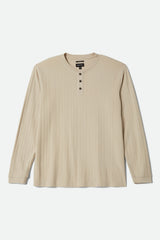 Men's Vintage Ribbed Long Sleeve Henley in Beige