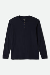 Men's Vintage Ribbed Long Sleeve Henley in Washed Navy
