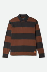 Men's Union Heavyweight Rugby Polo in Washed Black/Pinecown Brown