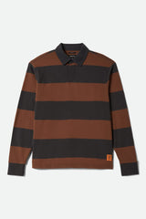 Men's Union Heavyweight Rugby Polo in Washed Black/Pinecown Brown