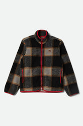 Men's Buffalo Plaid Sherpa Full Zip in Black/Cream