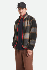 Men's Buffalo Plaid Sherpa Full Zip in Black/Cream