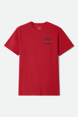 Men's Oath V Short Sleeve Standard T-Shirt in Fuji Red/Dark Navy/Sand