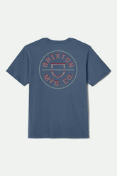 Men's Crest II Short Sleeve Standard T-Shirt in Harbor Blue/Grey Blue/Dark Red