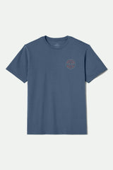 Men's Crest II Short Sleeve Standard T-Shirt in Harbor Blue/Grey Blue/Dark Red
