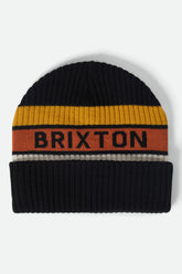 Men's Rainier Striped Beanie in Black/Yellow/Orange