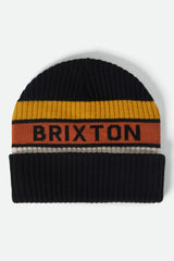 Men's Rainier Striped Beanie in Black/Yellow/Orange