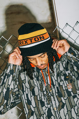 Men's Rainier Striped Beanie in Black/Yellow/Orange