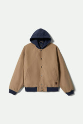 Men's Canvas Hooded Bomber Jacket in Khaki/Mood Indigo