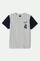 Men's The League Baseball T-Shirt in Heather Grey Ash/Washed Navy