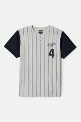 Men's The League Baseball T-Shirt in Heather Grey Ash/Washed Navy