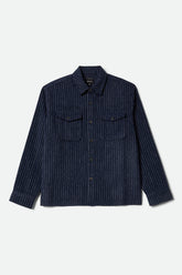 Men's Selden Soft Brushed Flannel in Mood Indigo Pinestripe