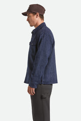 Men's Selden Soft Brushed Flannel in Mood Indigo Pinestripe