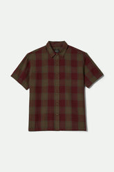 Men's Cru Linen Blend Short Sleeve Shirt in Olive Surplus/Port