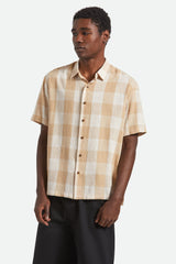 Men's Cru Linen Blend Short Sleeve Shirt in Off White/Sand