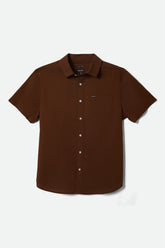Men's Charter Oxford Short Sleeve Shirt in Dark Earth Textured