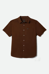 Men's Charter Oxford Short Sleeve Shirt in Dark Earth Textured