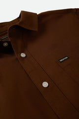 Men's Charter Oxford Short Sleeve Shirt in Dark Earth Textured