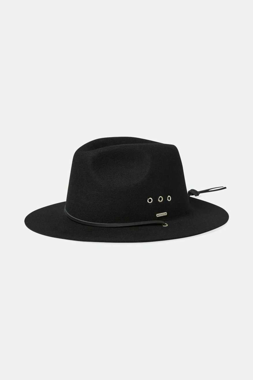 Unisex Wesley Weather Guard Packable Fedora in Black