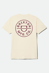 Men's Crest Short Sleeve Standard T-Shirt in Cream/Mahogany