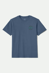Men's Oath V Short Sleeve Standard T-Shirt in Harbor Blue/Dk Brown/Teal