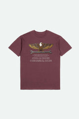 Brixton Men's Repair S/S Standard T-Shirt in color Mahogany Worn Wash