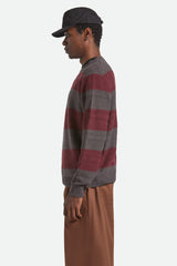 Men's Midnight Crew Sweater in Black/Port Stripe