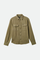 Men's Bowery Textured Loop Twill Long Sleeve Overshirt in Olive Surplus