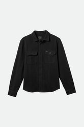 Men's Bowery Textured Loop Twill Long Sleeve Overshirt in Black