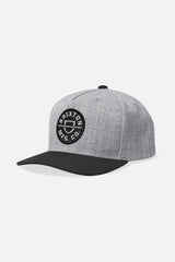 Crest Medium-Profile Snapback Hat - Heather Grey/Black