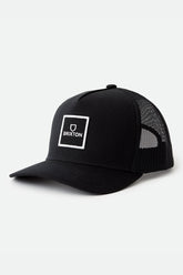 Unisex Alpha Block Netplus Trucker Hat in Black