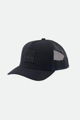Unisex Alpha Block NetPlus Trucker Hat in Black/Black