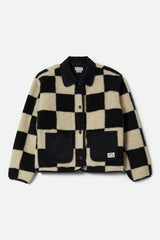 Women's Delilah Sherpa Jacket in Black/Natural Finish Line Checker