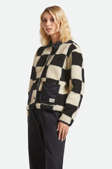 Women's Delilah Sherpa Jacket in Black/Natural Finish Line Checker