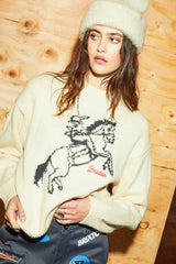 Women's Brixton Ranching Club Crew Sweater in Whitecap