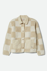 Women's Delilah Sherpa Jacket in White/Natural Finish Line Checker
