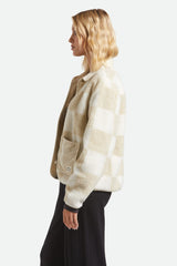 Women's Delilah Sherpa Jacket in White/Natural Finish Line Checker