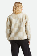 Women's Delilah Sherpa Jacket in White/Natural Finish Line Checker