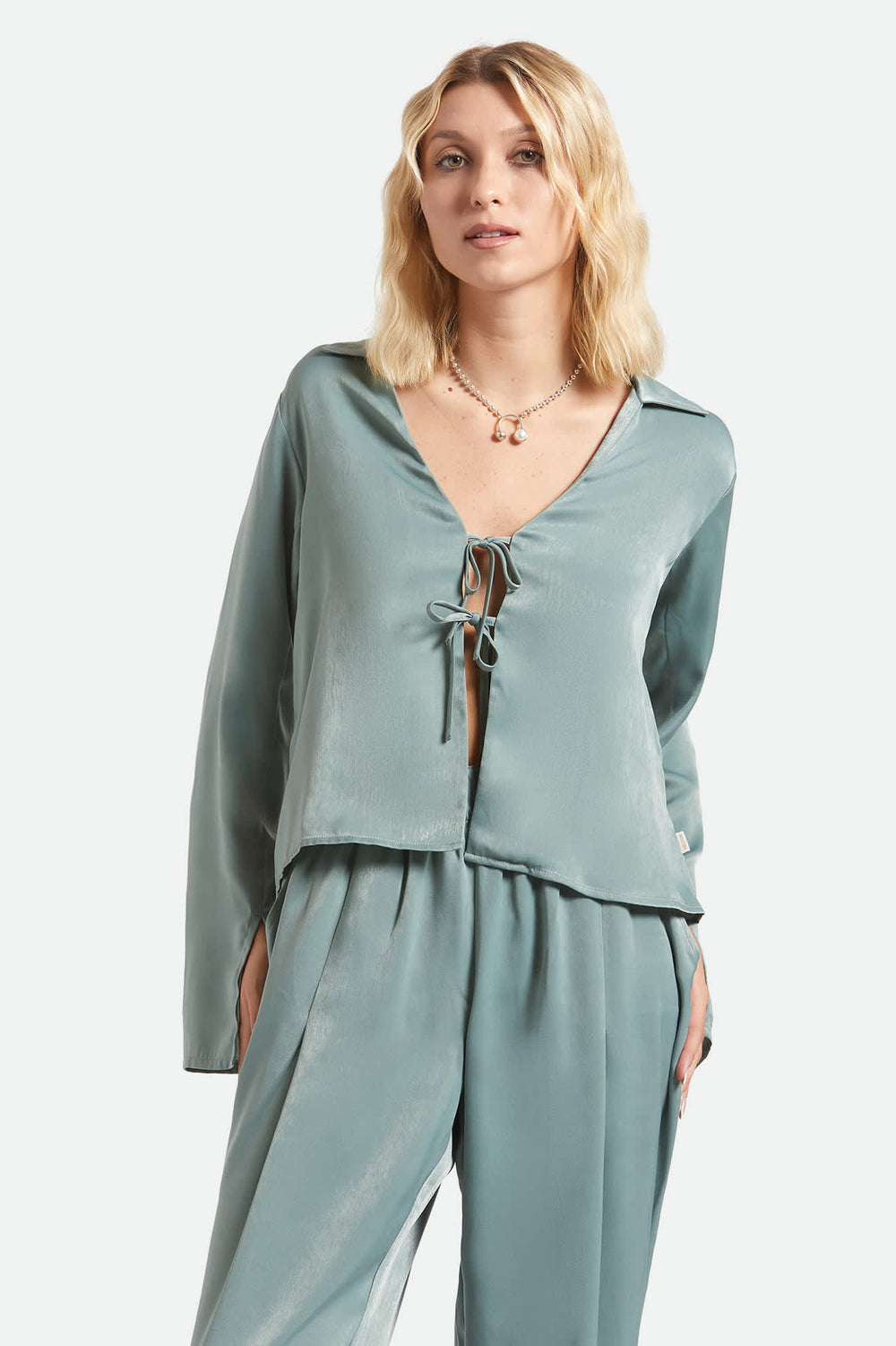 Women's Soho Silky Top in Blue Green Shine