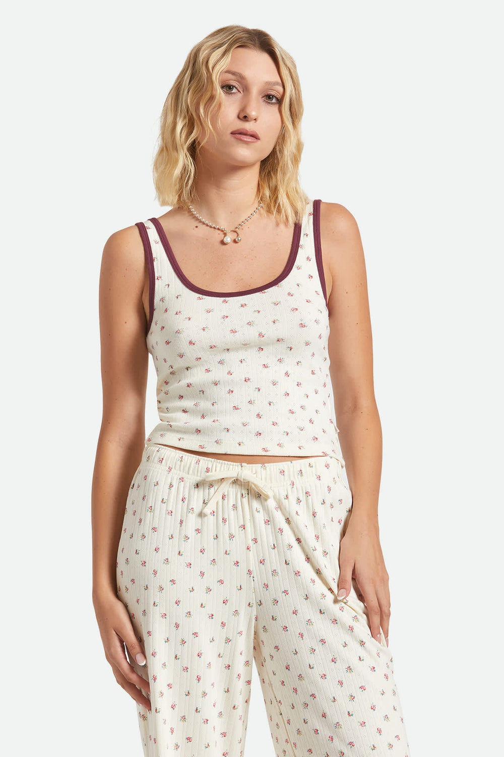 Women's Off Duty A-Tank in Floral Pointelle