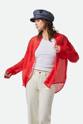 Women's East Side Boxy L/S Button Down in Crimson