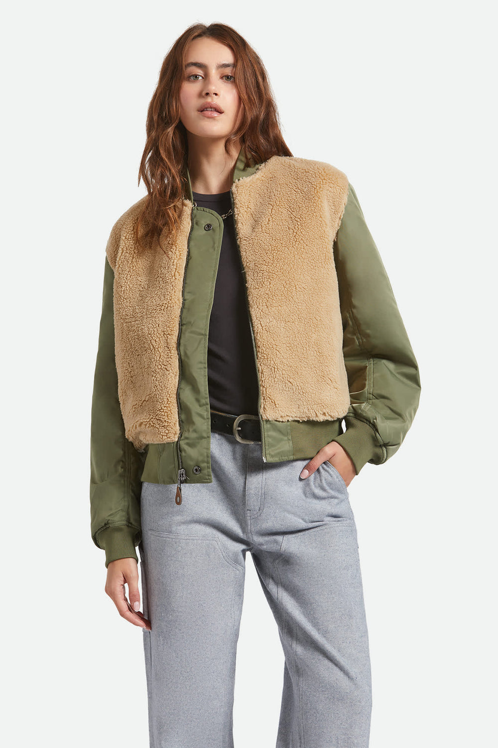 Women's Sherpa Surplus Bomber Jacket in Olive Surplus