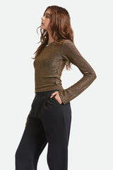Women's Dolly Slim Long Sleeve Knit T-Shirt in Gold Metallic