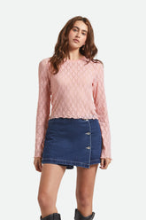 Women's Dolly Slim Long Sleeve Knit T-Shirt in Mellow Rose