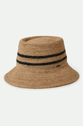 Women's Ellee Straw Bucket Hat in Tan/Black