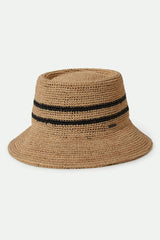 Women's Ellee Straw Bucket Hat in Tan/Black