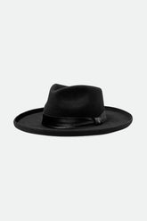 Women's Victoria Felt Fedora in Black/Black Satin