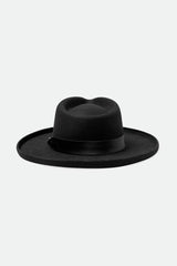 Women's Victoria Felt Fedora in Black/Black Satin