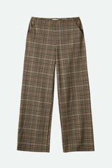 Brixton Women's Menswear Plaid Leisure Trouser Pant in color Winter White/Black Plaid